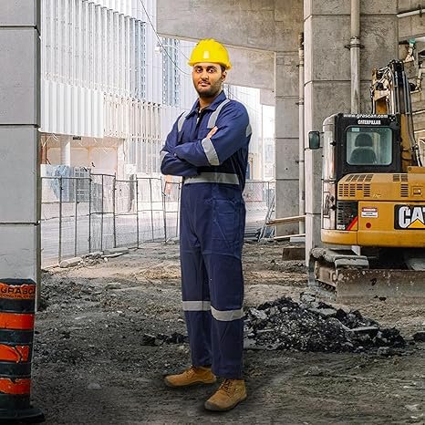 Boiler Suit Blue 225 GSM 100% Cotton with Multiple Pockets Retardant Industrial Workwear with Reflective Tape Protective - Image 6